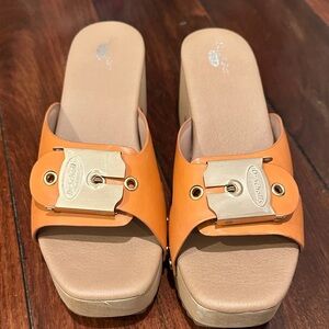 Dr. Scholl's Women's Orange Buckle Mules